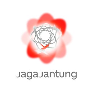 Logo JagaJantung Indonesia berbentuk stent jantung yang terlihat dari atas